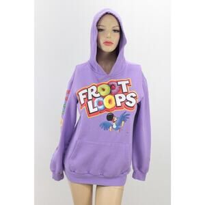 Kelloggs Froot Loops Hoodie Sweatshirt Tucan Purple Womens Small Vintage